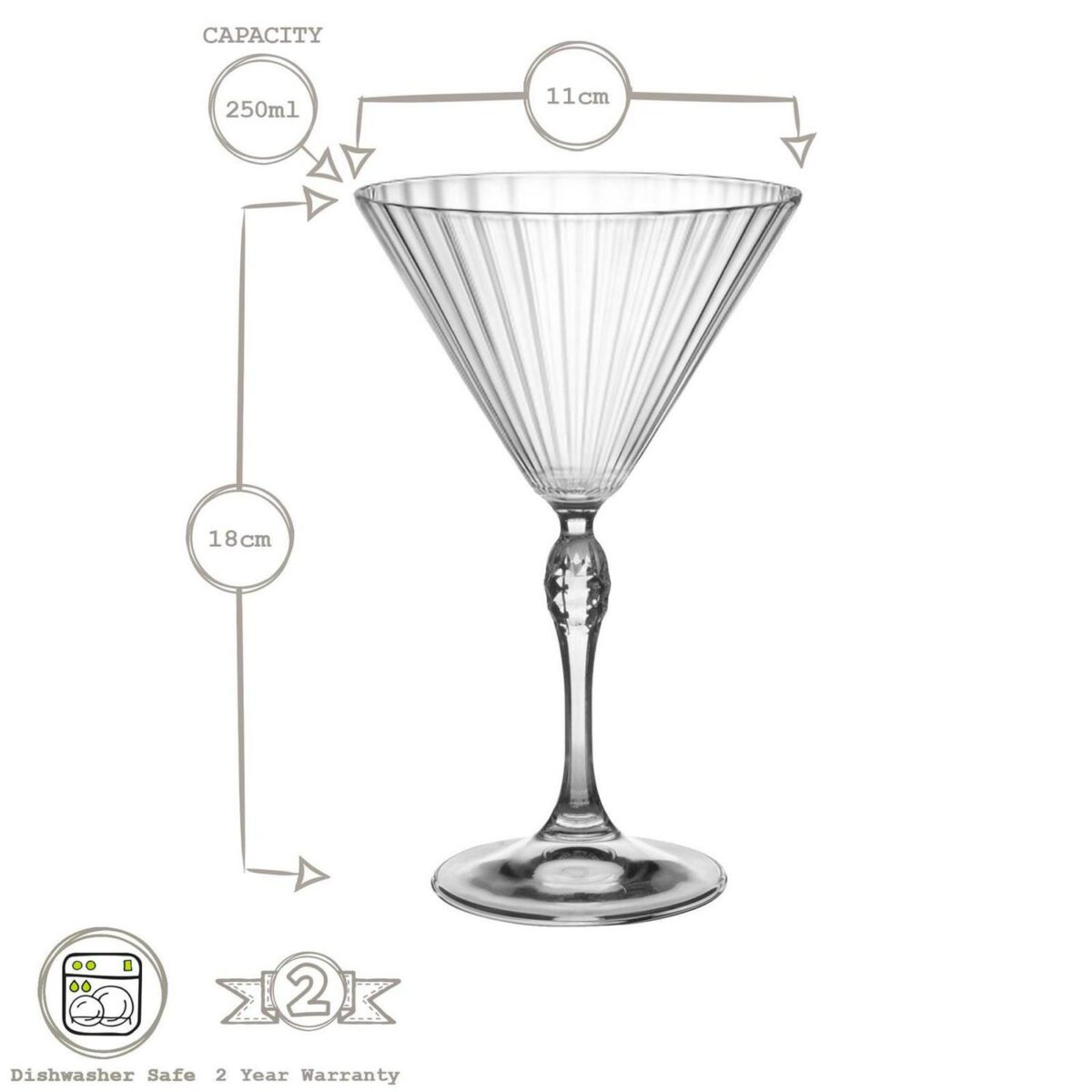 Bormioli Rocco 12x America '20s Martini Glasses Coupe Glasses Wine 250ml Clear - Image 3