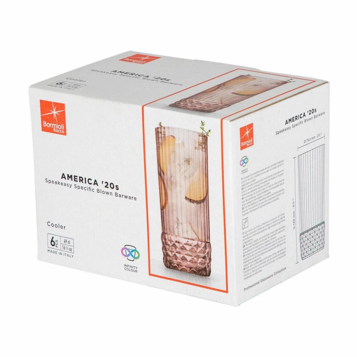 Bormioli Rocco 12x America '20s Highball Glasses Cocktail Tumblers 490ml Rose - Image 7