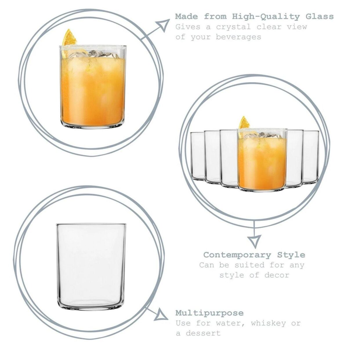 Bormioli Rocco 12x Aere Water Glasses Modern Straight Sided Whisky 280ml Clear - Image 2