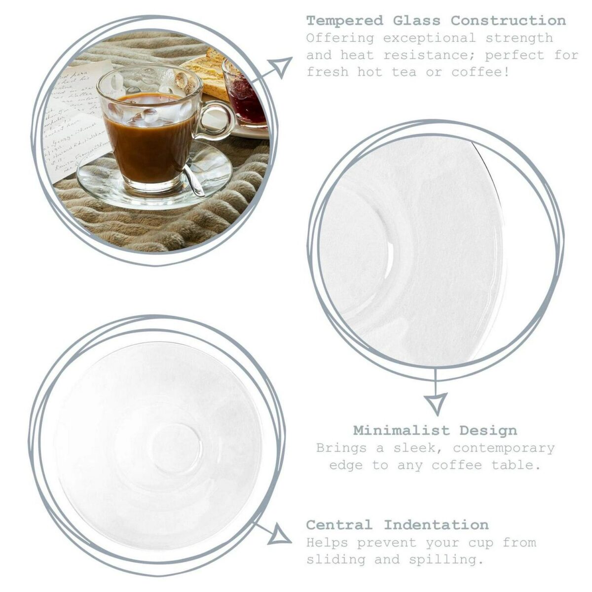 Bormioli Rocco 12x Bar Glass Espresso Saucers Coffee Ristretto Mug 14cm Clear - Image 2