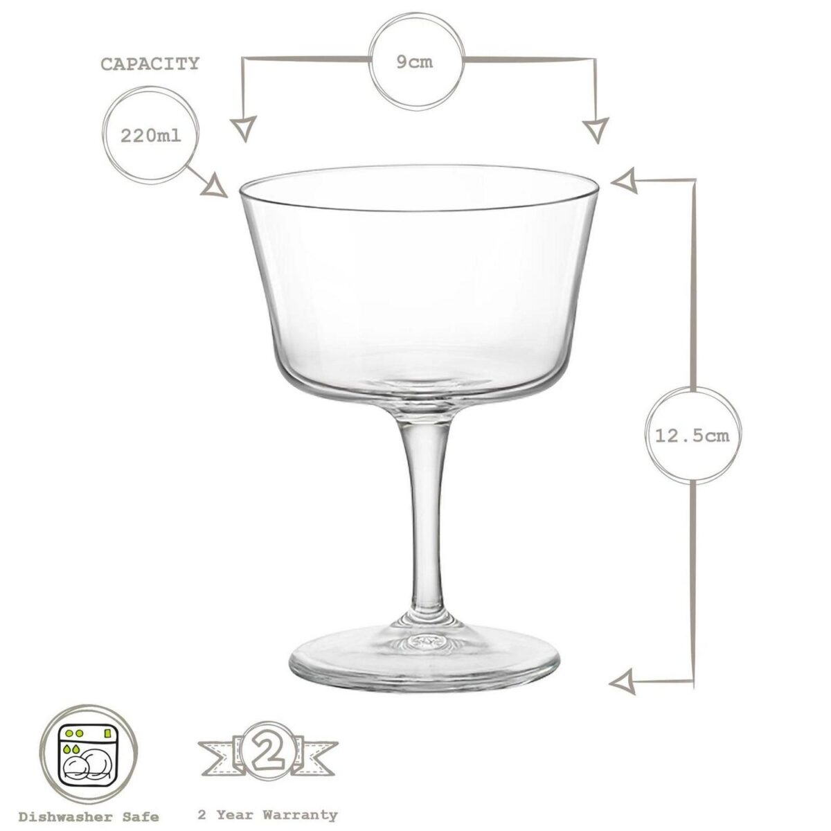 Bormioli Rocco 12x Bartender Novecento Champagne Saucers Coupe 220ml Clear - Image 3