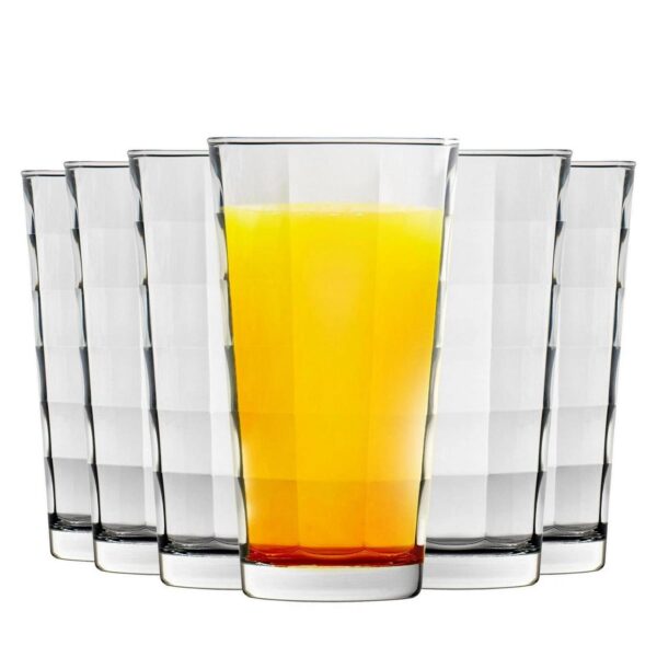 Bormioli Rocco 12x Cube Highball Glasses Dimpled Water Juice 365ml Clear