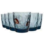 Bormioli Rocco 12x Diamond Water Glasses Dimpled Water Tumblers 300ml Blue