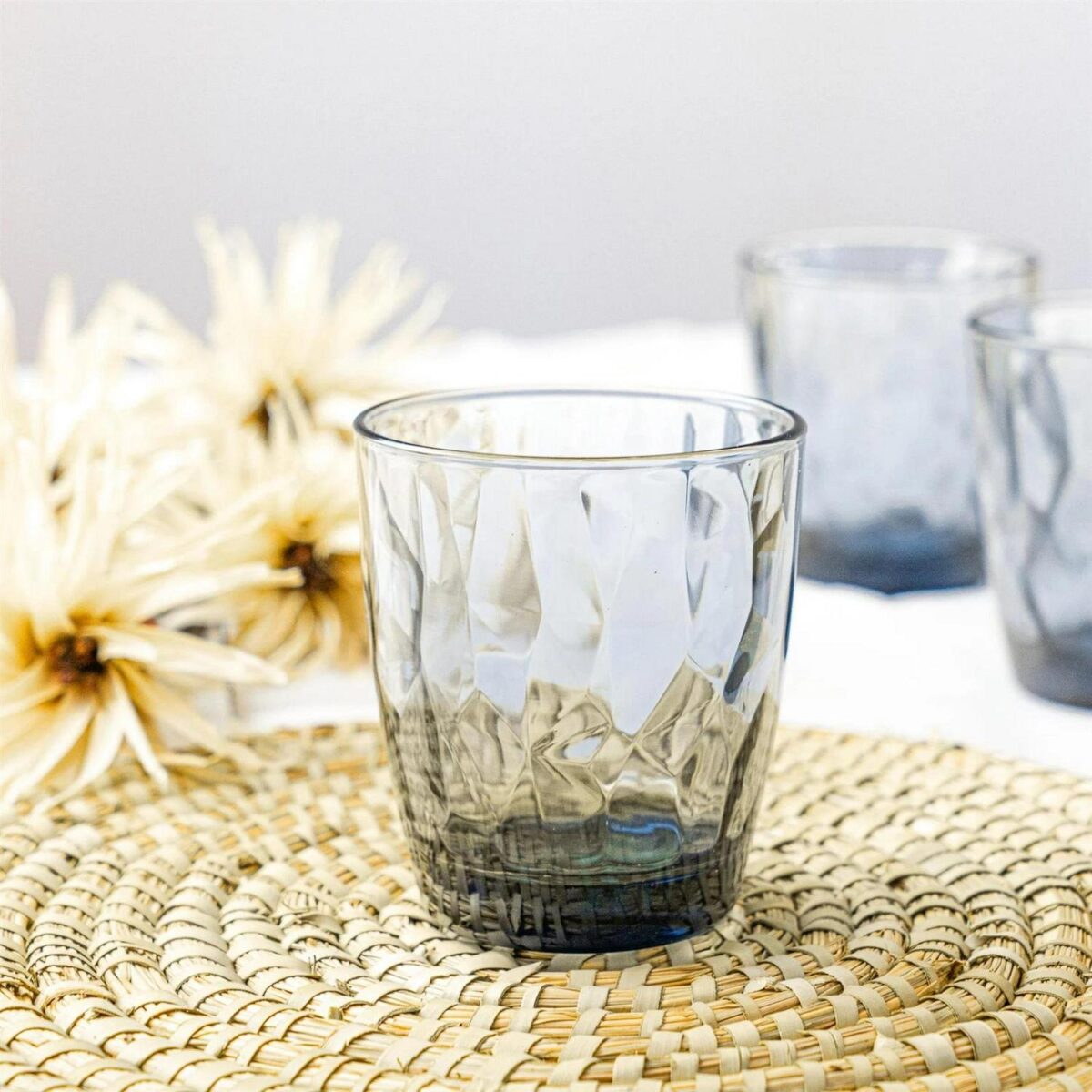 Bormioli Rocco 12x Diamond Water Glasses Dimpled Water Tumblers 300ml Blue - Image 5