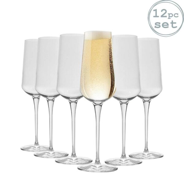Bormioli Rocco 12x Inalto Uno Champagne Flutes Lead Free Goblet Glasses 285ml