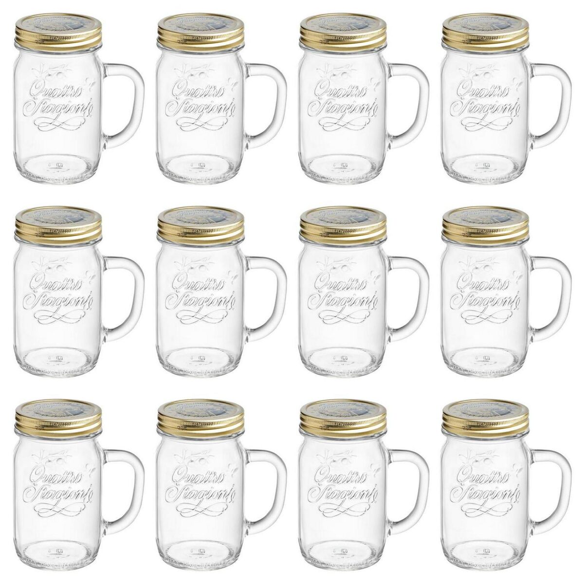 Bormioli Rocco 12x Quattro Stagioni Glass Storage Jars Canister 415ml Clear - Image 1