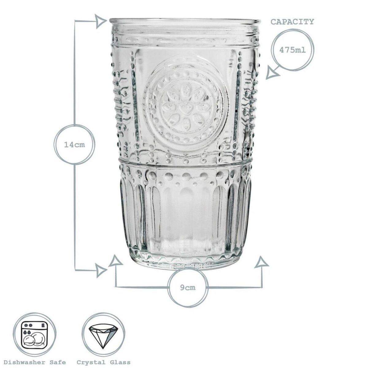 Bormioli Rocco 12x Romantic Highball Glasses Boho Water Tumblers 475ml Red - Image 3