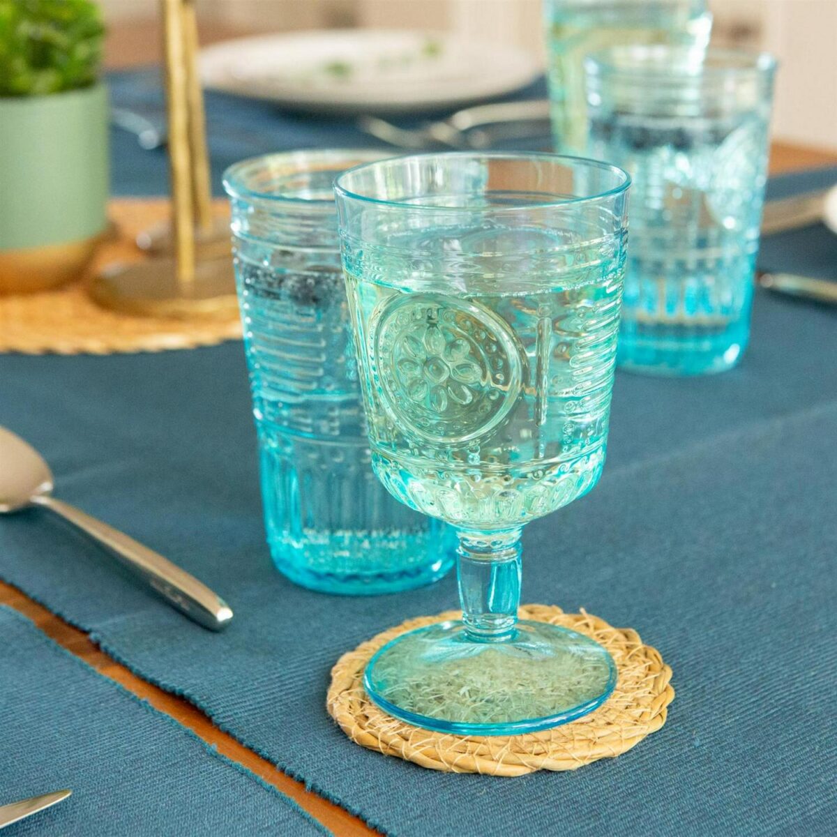 Bormioli Rocco 12x Romantic Wine Glasses Floral Boho Goblets 320ml Blue - Image 6