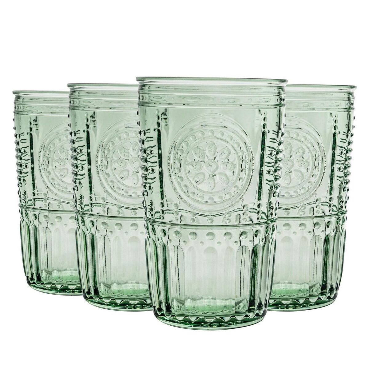 Bormioli Rocco 12x Romantic Highball Glasses Boho Water Tumblers 475ml Green - Image 1