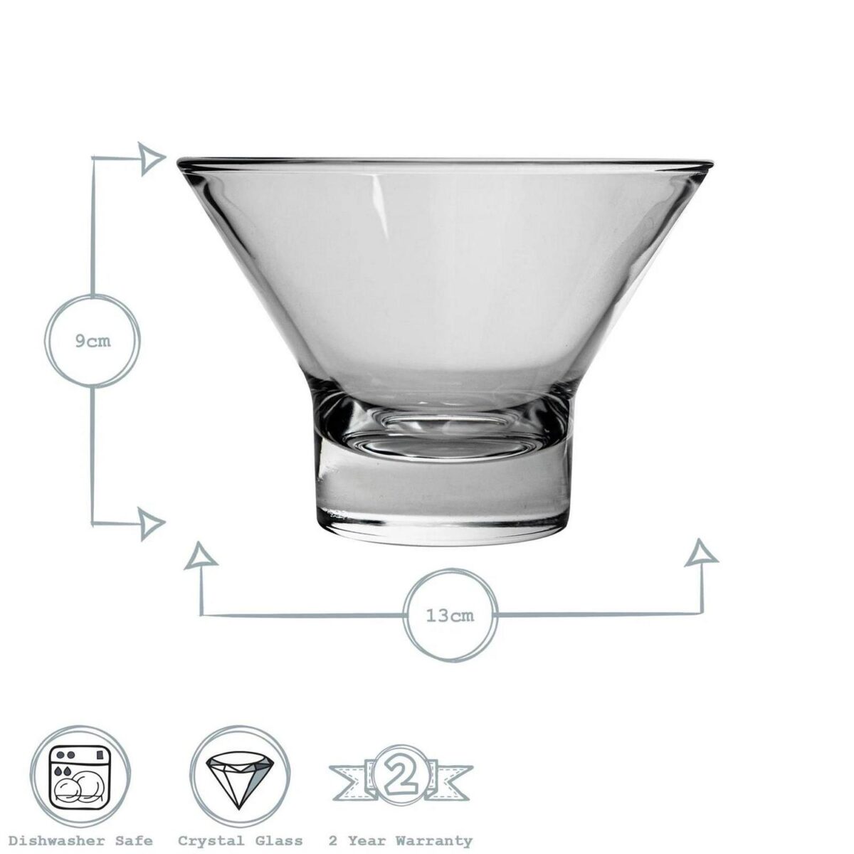 Bormioli Rocco 12x Ypsilon Ice Cream Bowls Classic Serving Glasses 375ml Clear - Image 3