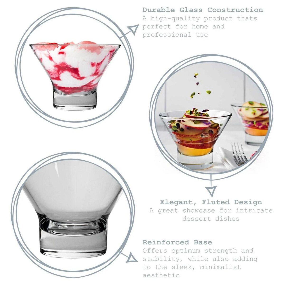 Bormioli Rocco 12x Ypsilon Ice Cream Bowls Classic Serving Glasses 375ml Clear - Image 2