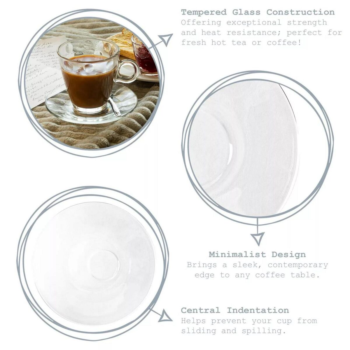 Bormioli Rocco 24x Bar Glass Cappuccino Saucers Tea Coffee Mug 14cm Clear - Image 2