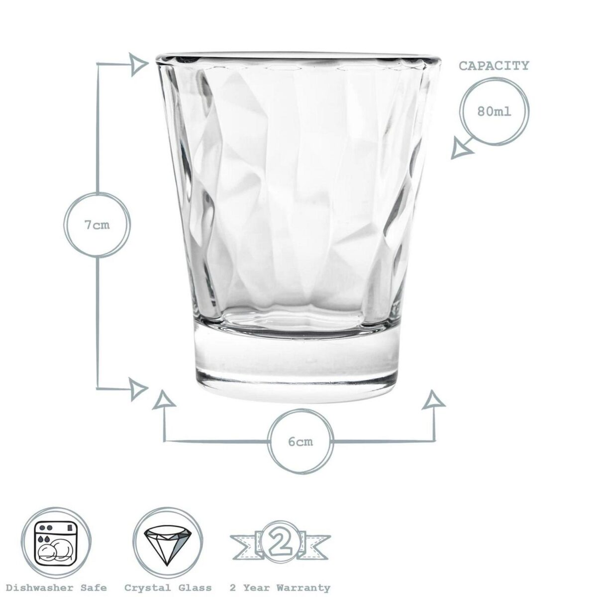 Bormioli Rocco 24x Diamond Shot Glasses Dimpled Liqueur Shooter 80ml Clear - Image 3