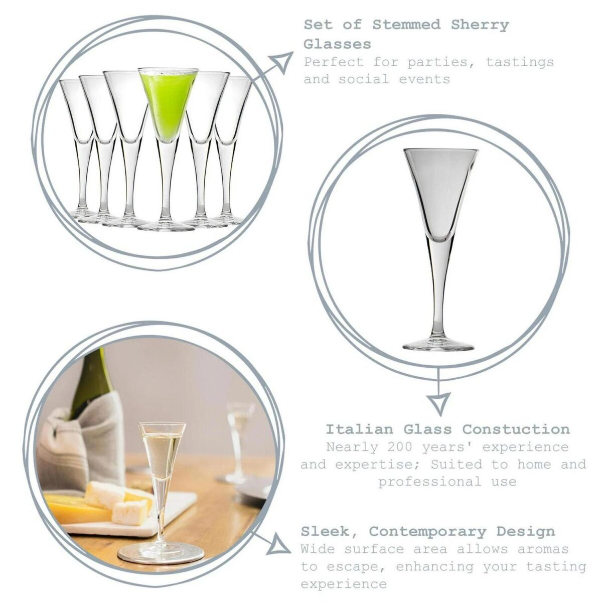Bormioli Rocco 24x Fiore Sherry Glasses Liquer Grappa Stemware 55ml Clear - Image 2