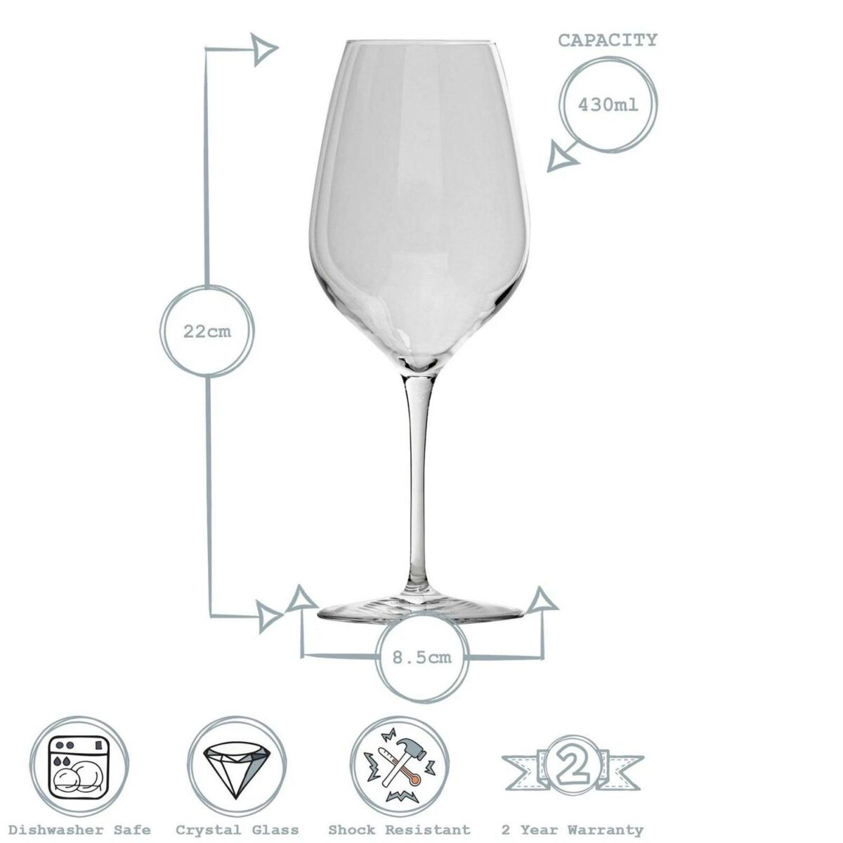 Bormioli Rocco 24x Inalto Tre Sensi Wine Glasses Lead Free Goblets 430ml Clear - Image 3