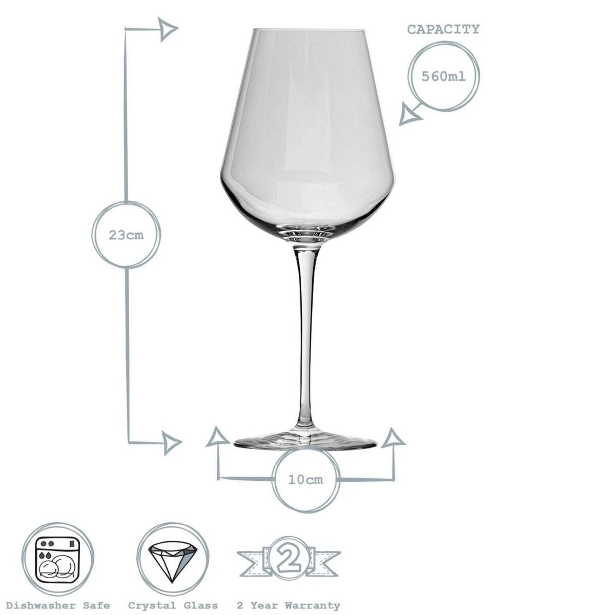 Bormioli Rocco 24x Inalto Uno Wine Glasses Lead Free Wine Goblet 560ml Clear - Image 3