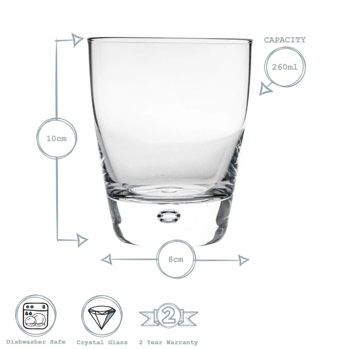 Bormioli Rocco 24x Luna Whisky Glasses Whisky Water Tumblers 260ml Clear - Image 3