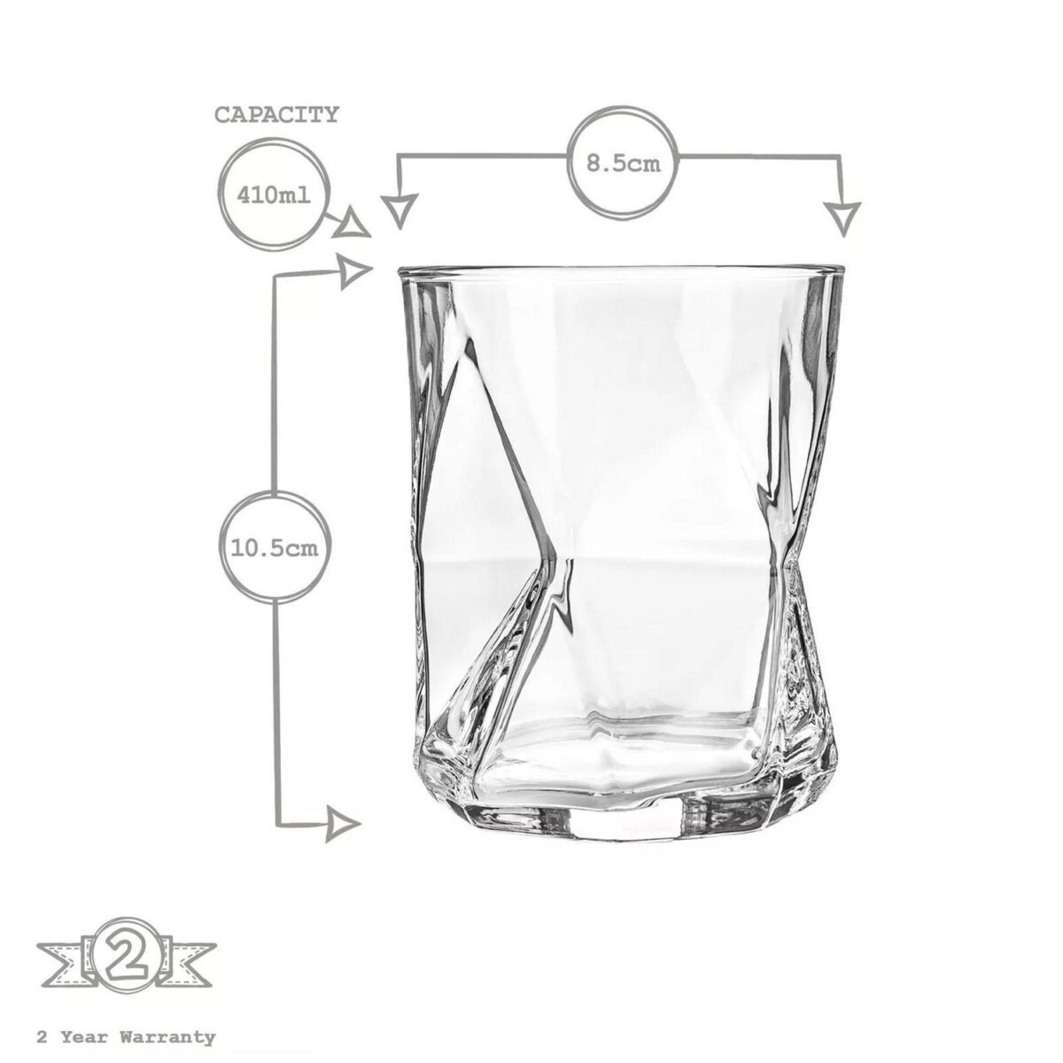 Bormioli Rocco 2x Cassiopea Whisky Glasses Water Old Fashioned 410ml Clear - Image 3