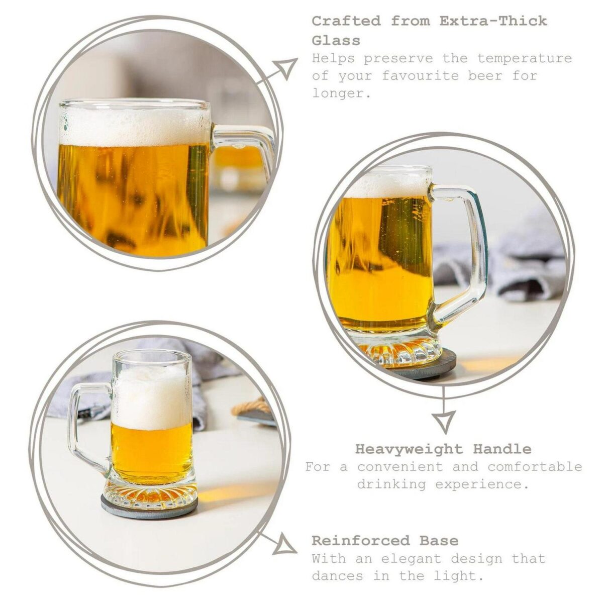 Bormioli Rocco 2x Stern Tankard Glass Beer Mugs Classic German 510ml Clear - Image 2