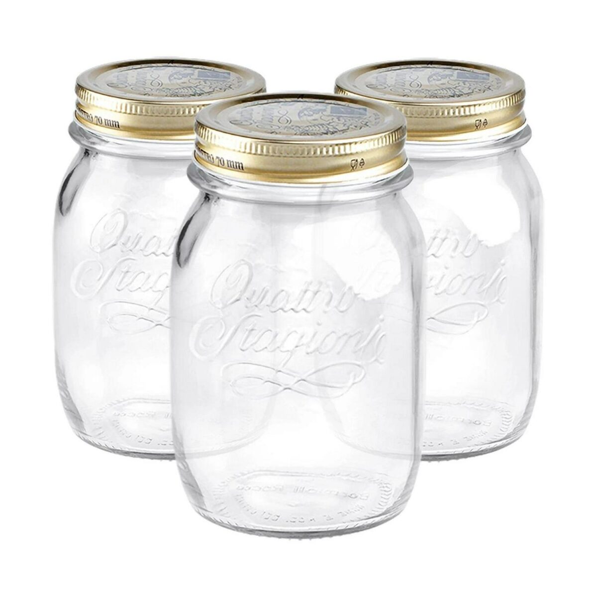 Bormioli Rocco 3x Quattro Stagioni Glass Storage Jar Food Canister 500ml Clear - Image 1