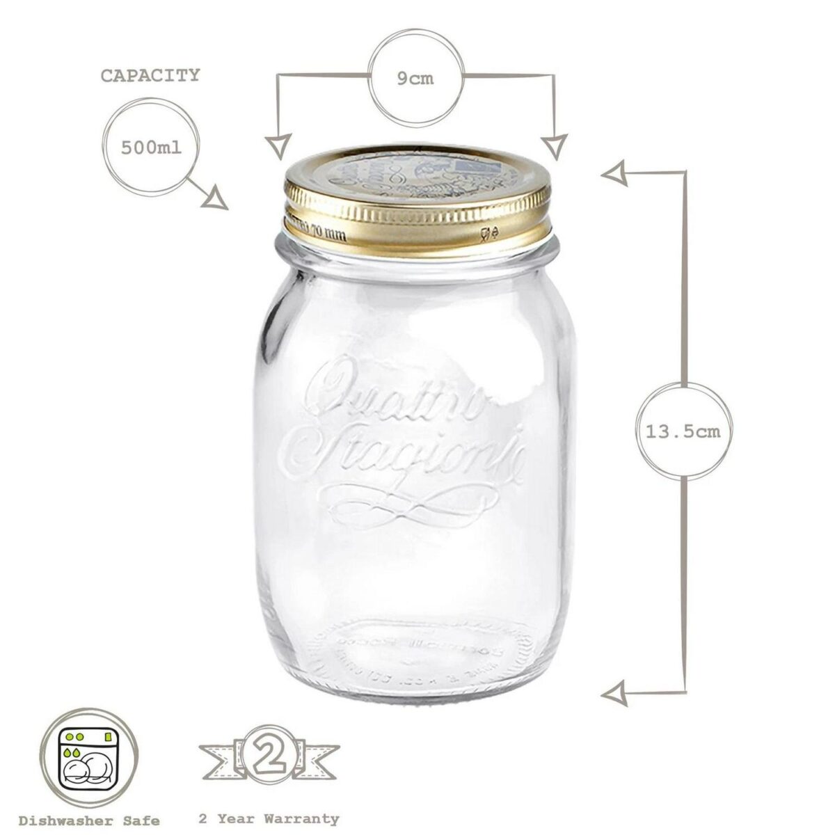 Bormioli Rocco 3x Quattro Stagioni Glass Storage Jar Food Canister 500ml Clear - Image 3