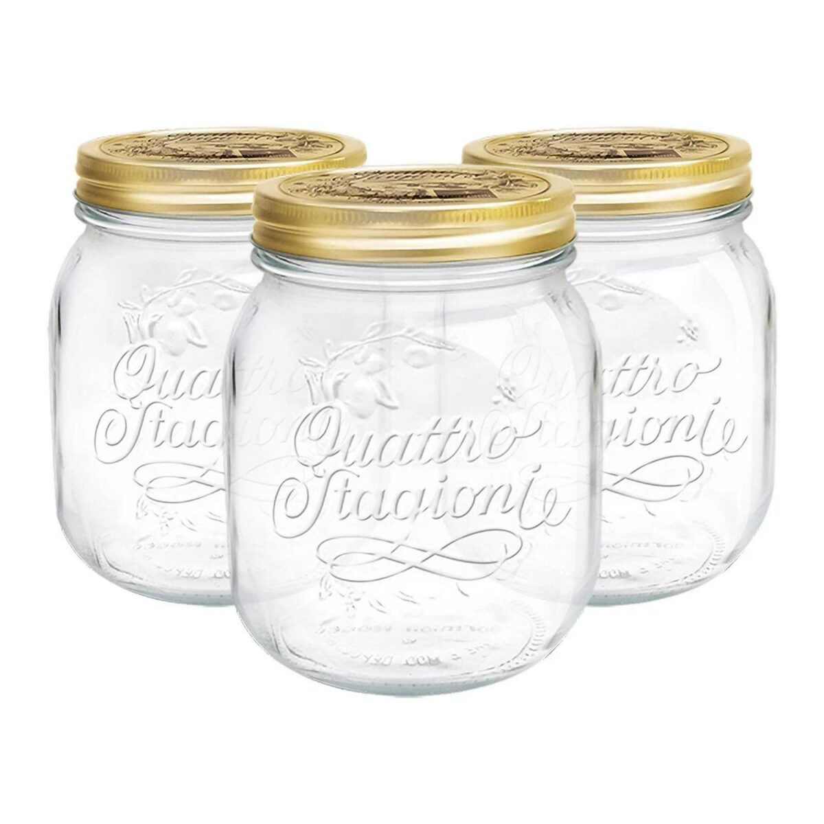 Bormioli Rocco 3x Quattro Stagioni Glass Storage Jar Food Canister 700ml Clear - Image 1