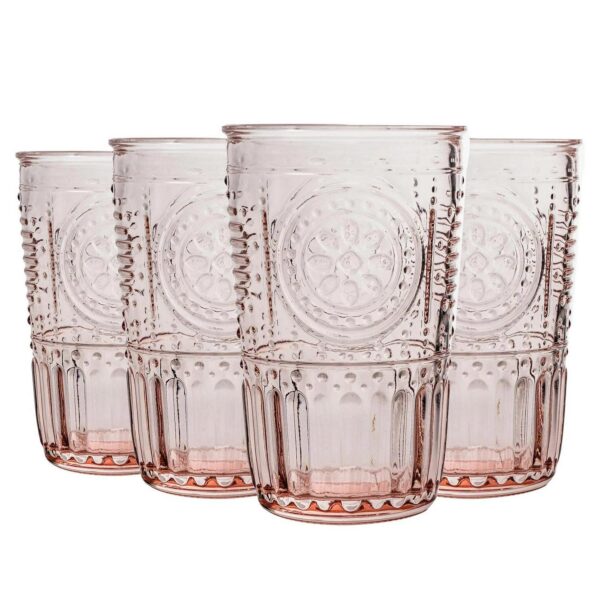 Bormioli Rocco 4x Romantic Water Glasses Boho Whisky Juice Tumbler 340ml Red