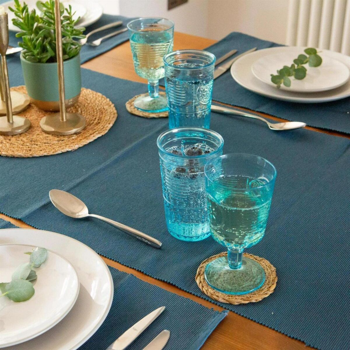 Bormioli Rocco 4x Romantic Wine Glasses Floral Decorated Goblets 320ml Blue - Image 7