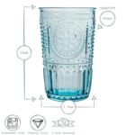 Bormioli Rocco 4x Romantic Water Glasses Boho Whisky Juice Tumbler 340ml Blue - Image 3