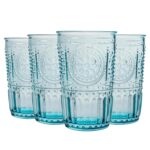 Bormioli Rocco 4x Romantic Water Glasses Boho Whisky Juice Tumbler 340ml Blue