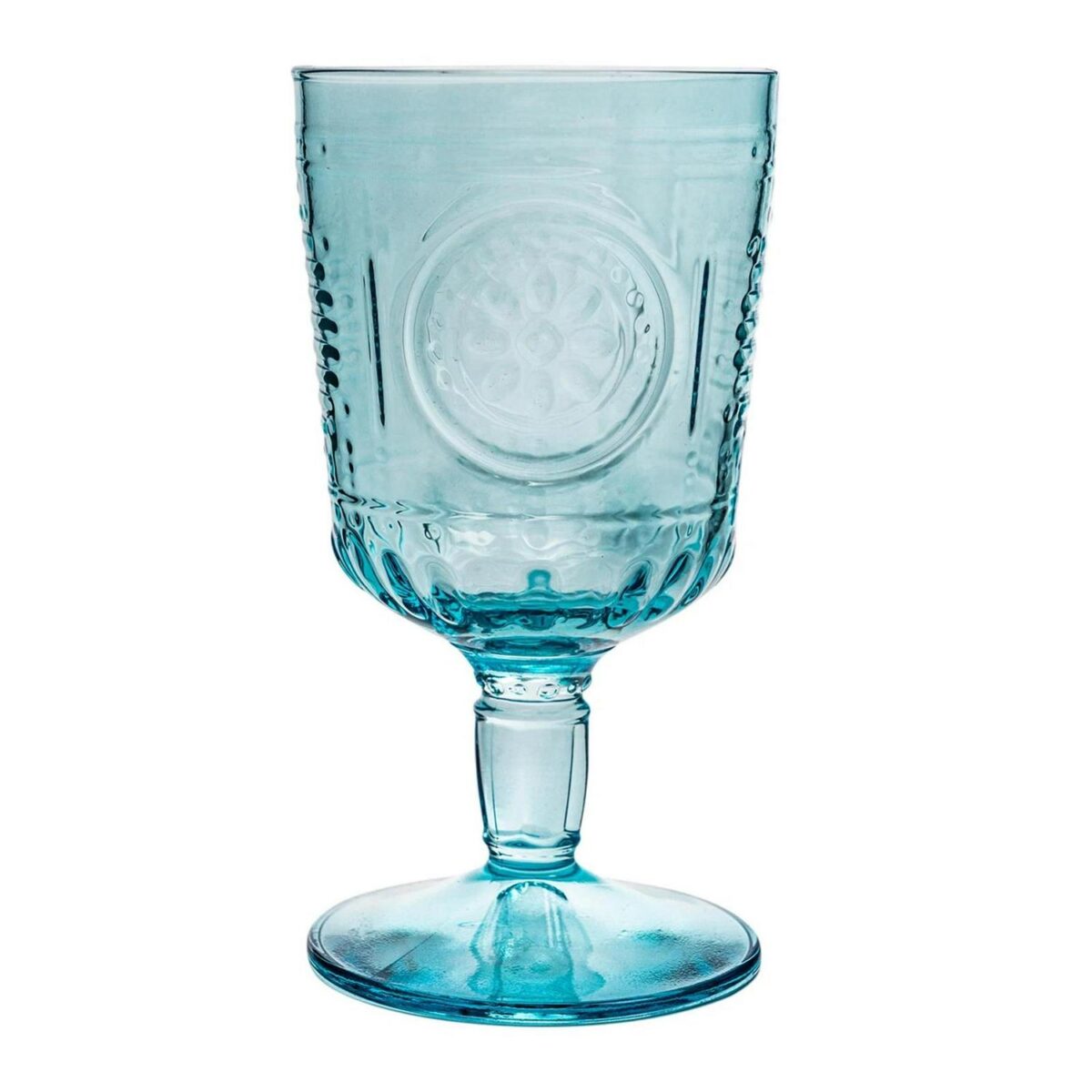 Bormioli Rocco 4x Romantic Wine Glasses Floral Decorated Goblets 320ml Blue - Image 4