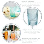 Bormioli Rocco 4x Romantic Water Glasses Boho Whisky Juice Tumbler 340ml Blue - Image 2