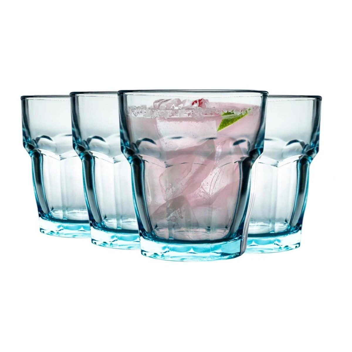 Bormioli Rocco 4x Rock Bar Lounge Water Glasses Whisky Cocktail 270ml Blue - Image 1