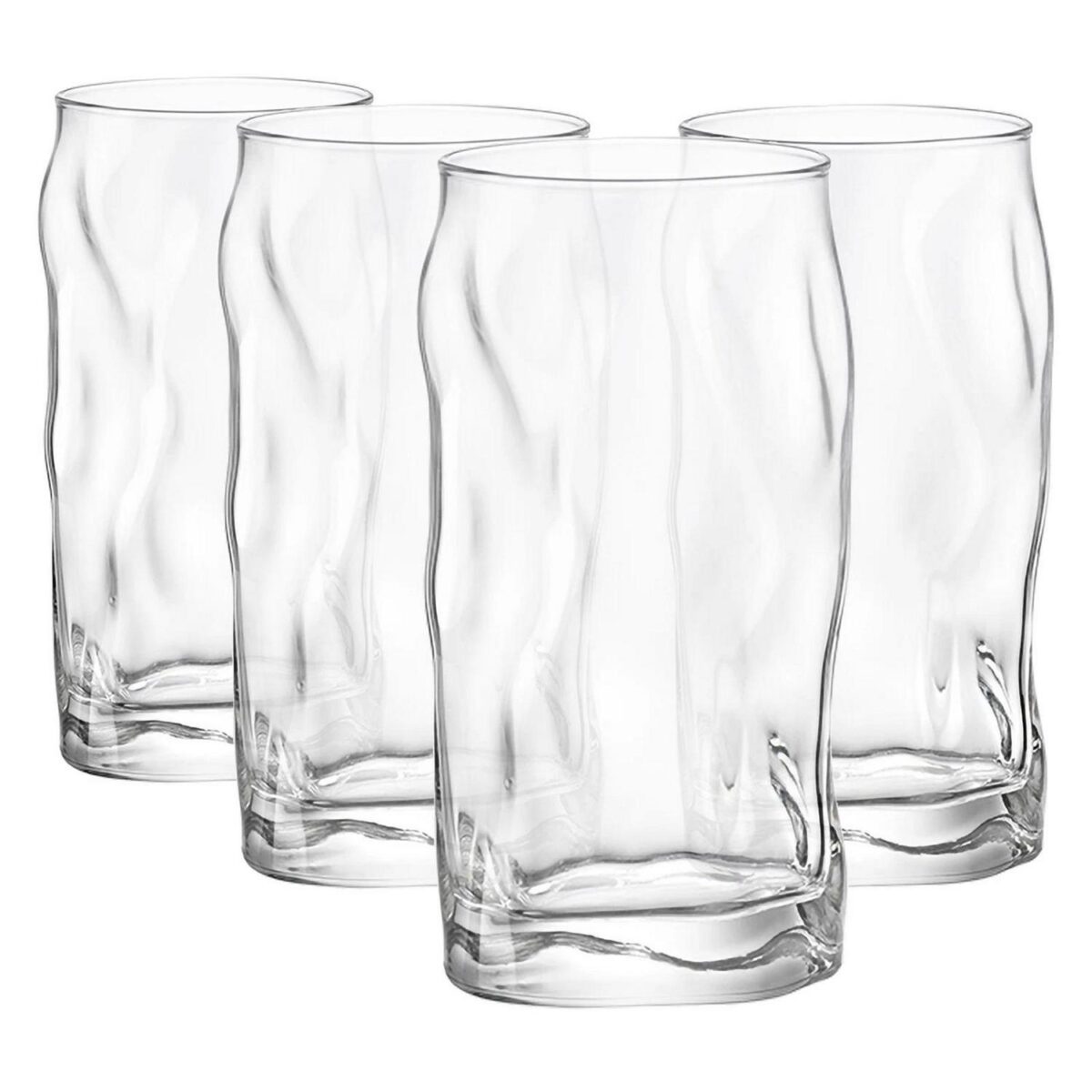Bormioli Rocco 4x Sorgente Highball Glasses Ridged Water Tumblers 460ml Clear - Image 1