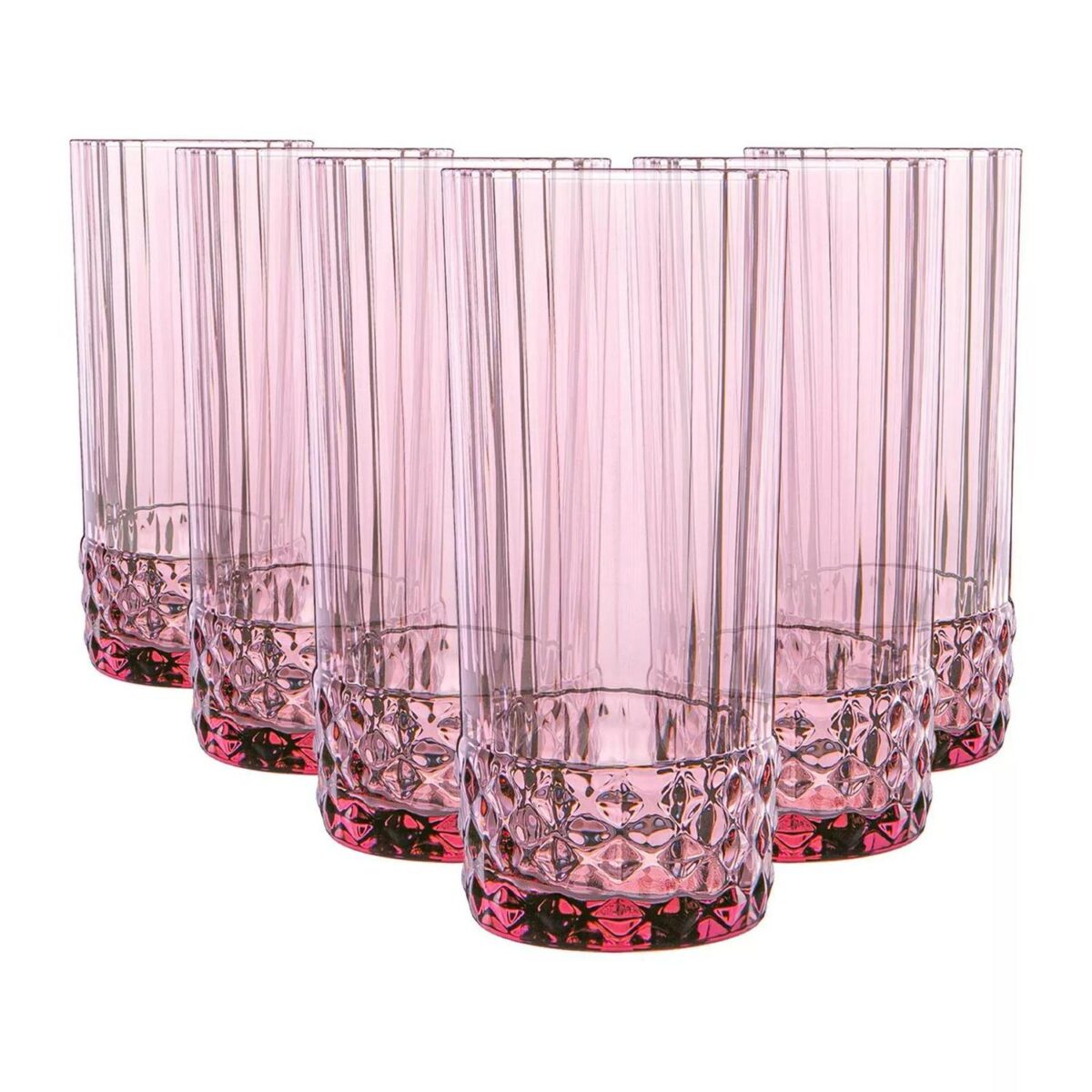 Bormioli Rocco 6x America '20s Highball Glasses Cocktail Tumblers 490ml Rose - Image 1