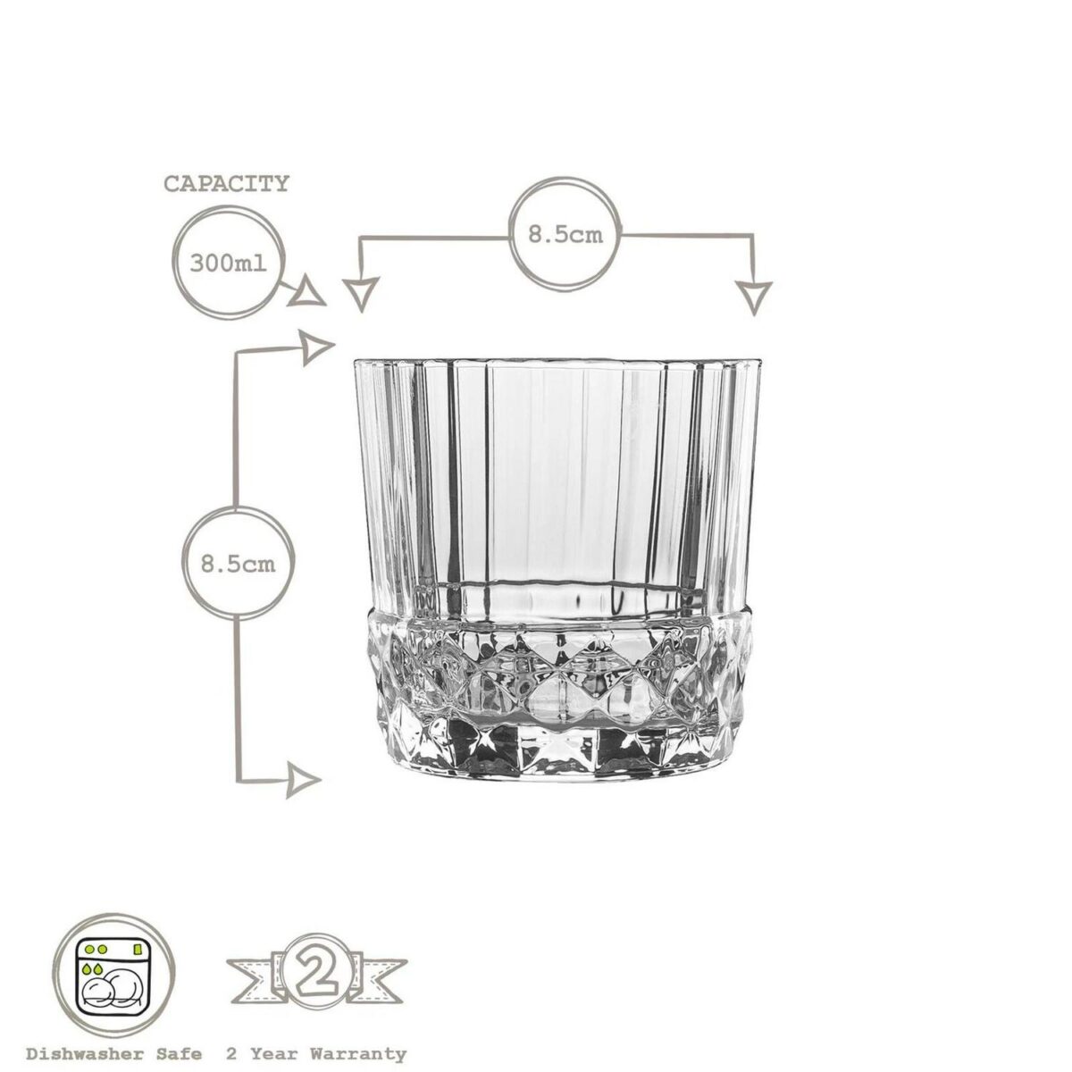 Bormioli Rocco 6x America '20s Whisky Glasses Scotch Tumblers 300ml Clear - Image 3
