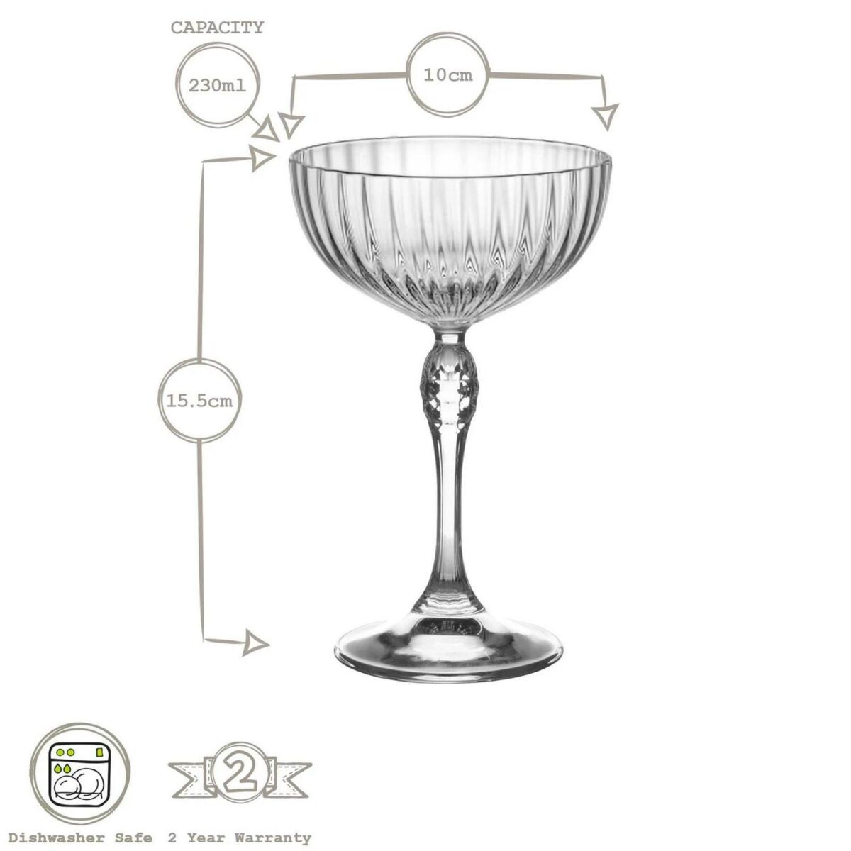 Bormioli Rocco 6x America '20s Champagne Saucers Coupe Glasses 230ml Clear - Image 3
