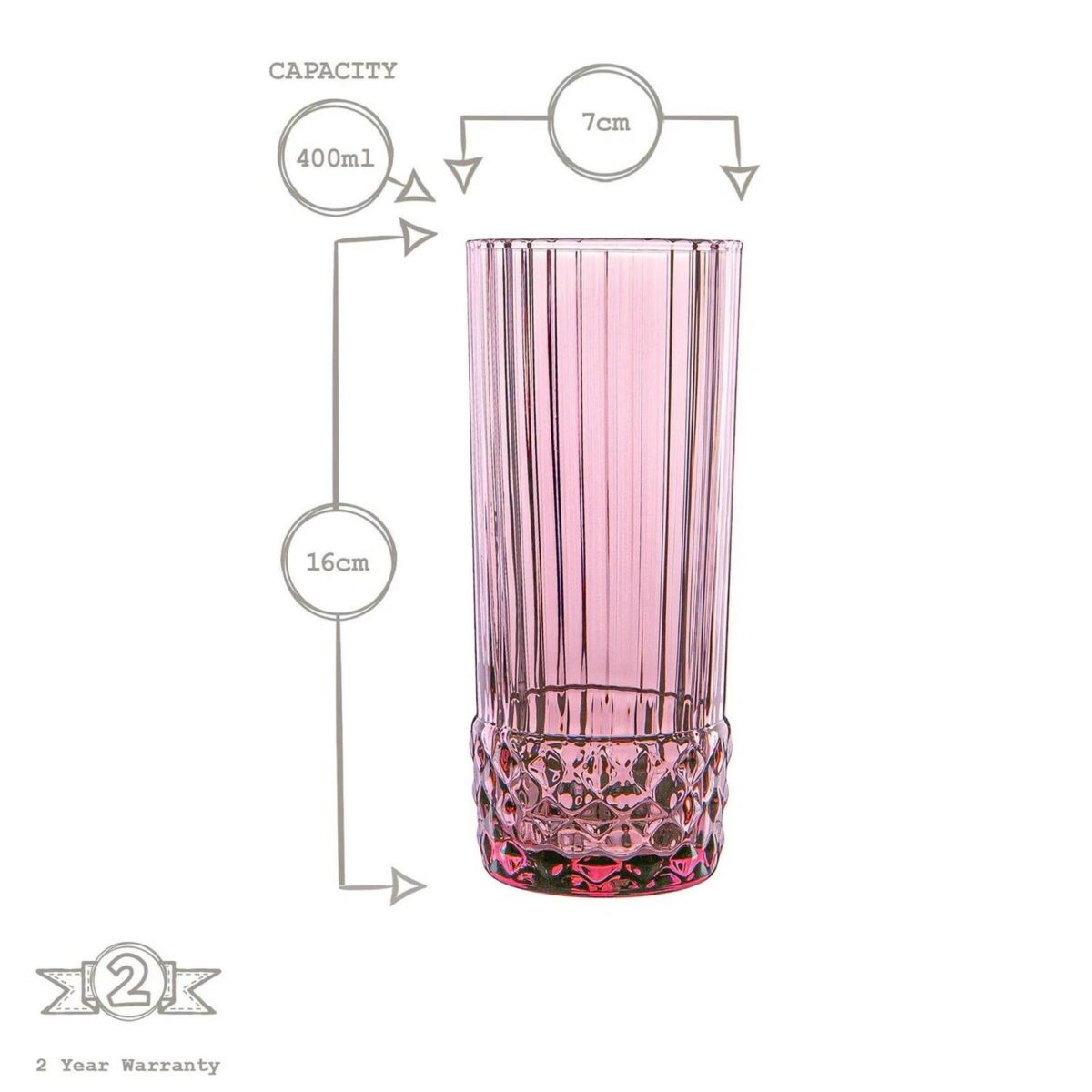 Bormioli Rocco 6x America '20s Highball Glasses Cocktail Tumblers 400ml Rose - Image 3