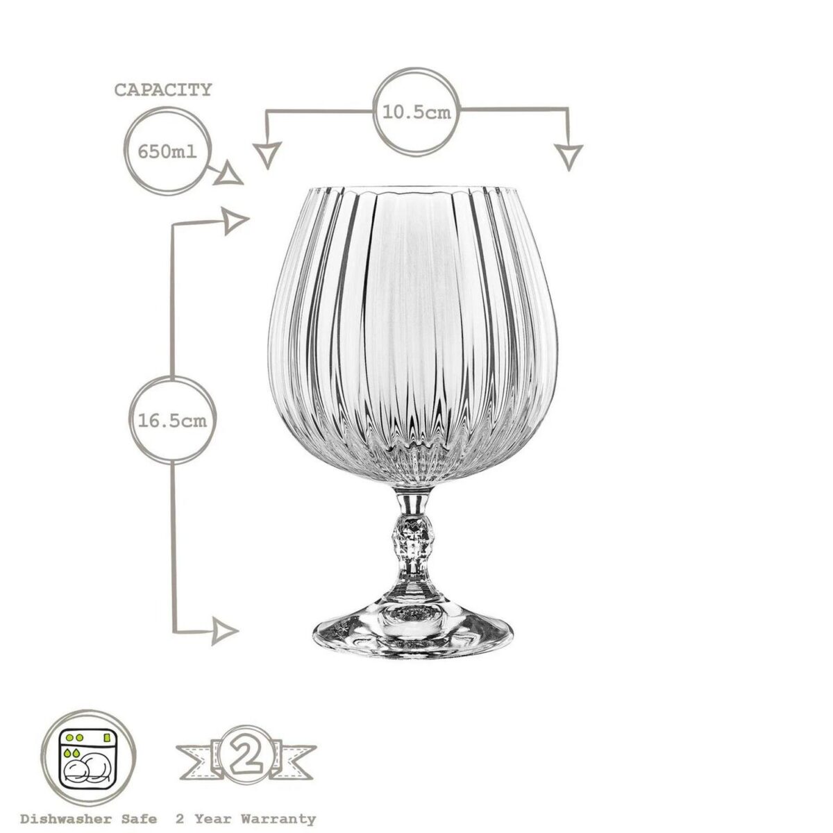 Bormioli Rocco 6x America '20s Brandy Glasses Cocktail Wine 650ml Clear - Image 3