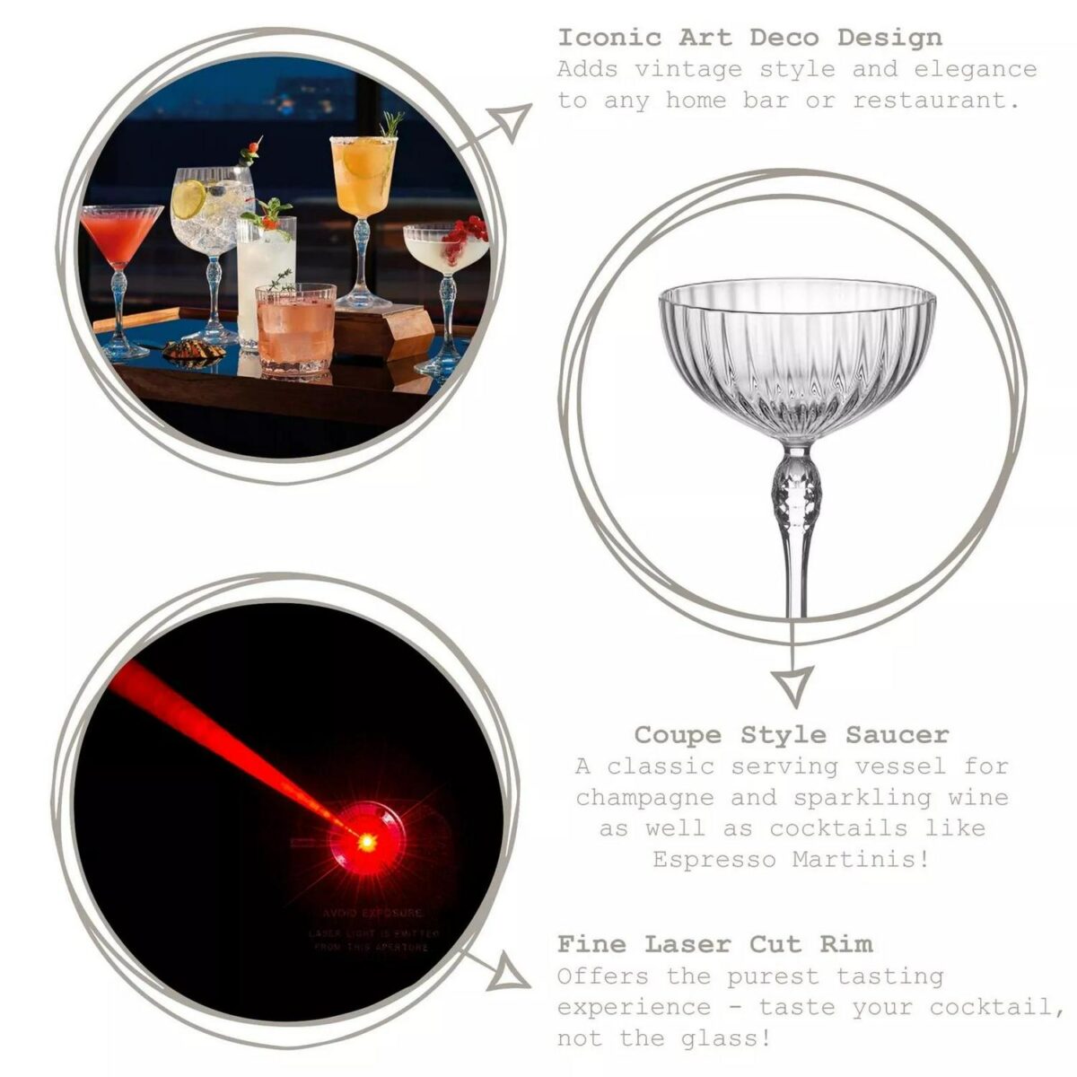 Bormioli Rocco 6x America '20s Champagne Saucers Coupe Glasses 230ml Clear - Image 2
