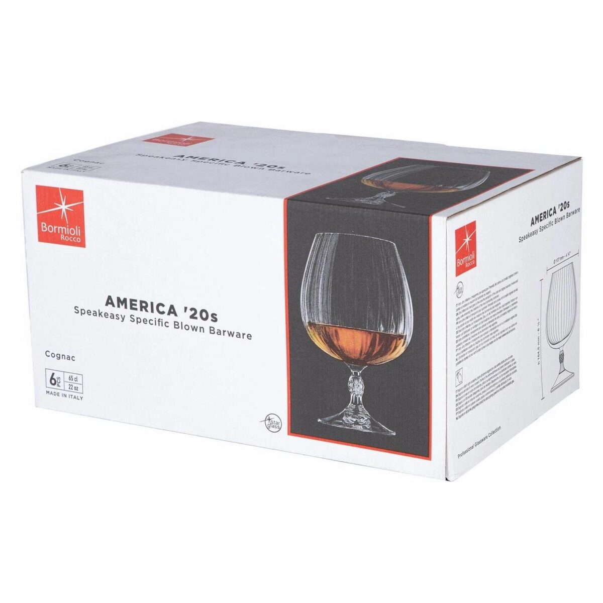 Bormioli Rocco 6x America '20s Brandy Glasses Cocktail Wine 650ml Clear - Image 7