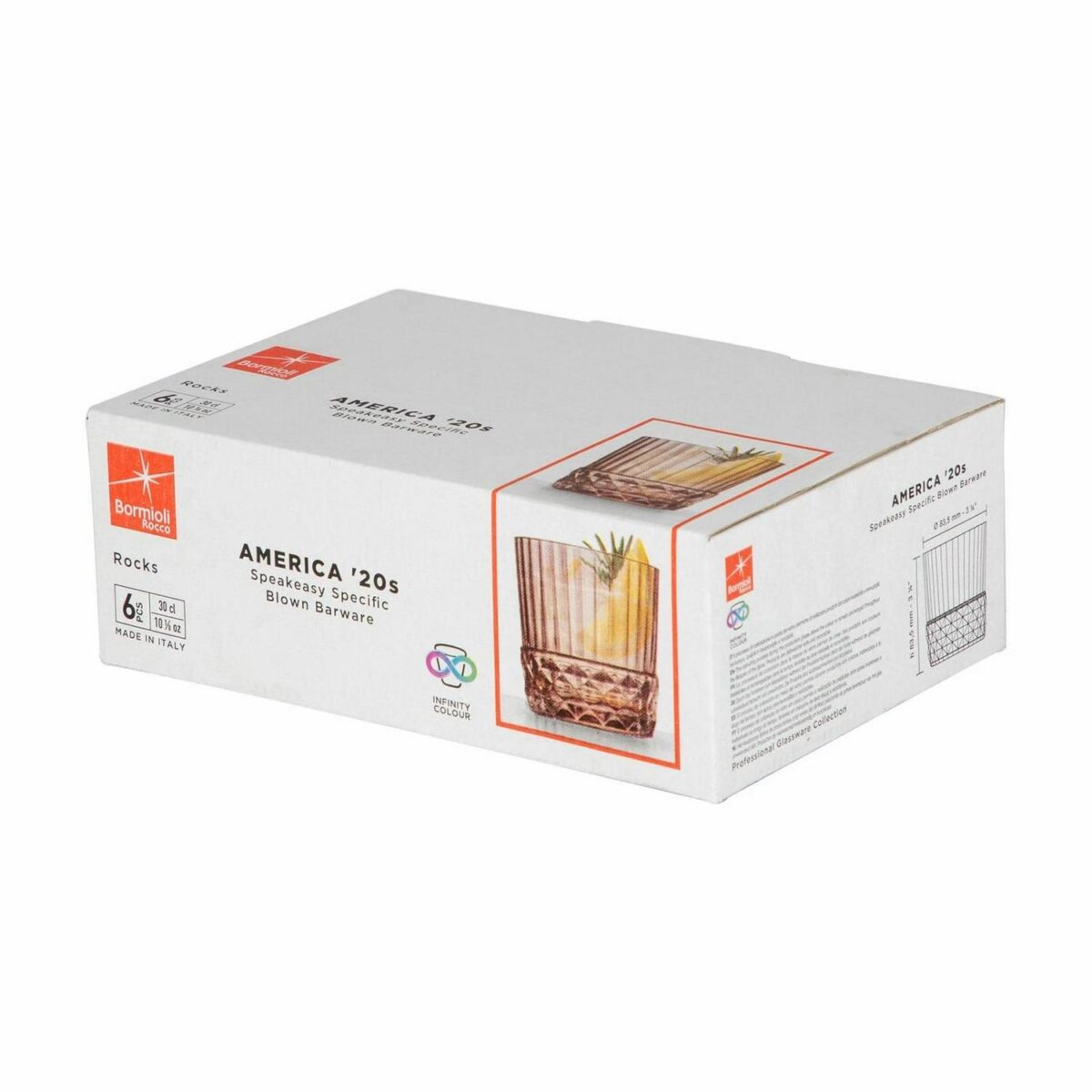 Bormioli Rocco 6x America '20s Water Glasses Whisky Cocktail Tumbler 300ml Rose - Image 7