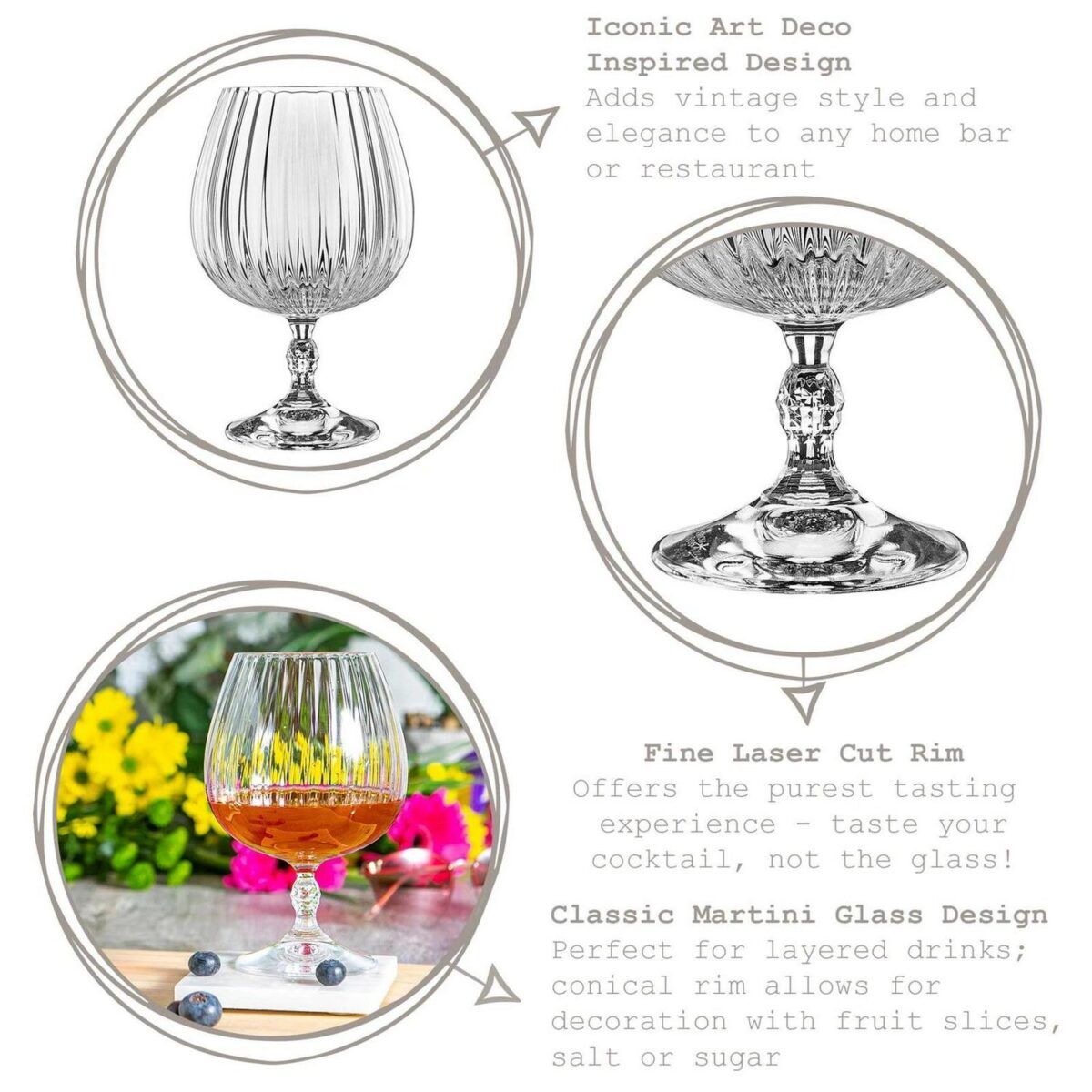 Bormioli Rocco 6x America '20s Brandy Glasses Cocktail Wine 650ml Clear - Image 2