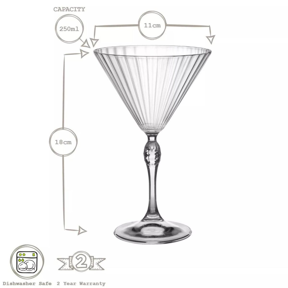 Bormioli Rocco 6x America '20s Martini Glasses Coupe Glasses Wine 250ml Clear - Image 3
