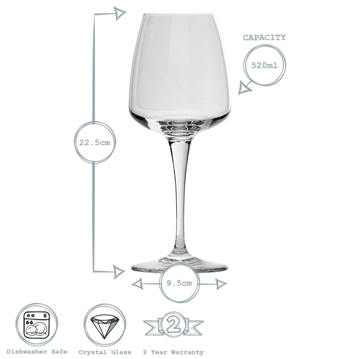 Bormioli Rocco 6x Aurum Wine Glasses Lead Free Wine Goblet Glasses 520ml Clear - Image 3
