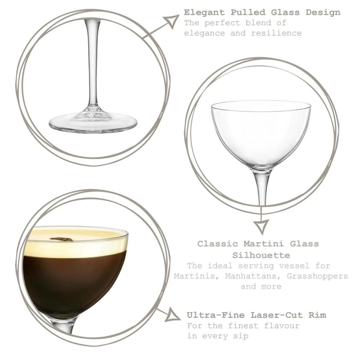 Bormioli Rocco 6x Bartender Novecento Martini Glasses Cocktail 235ml Clear - Image 2