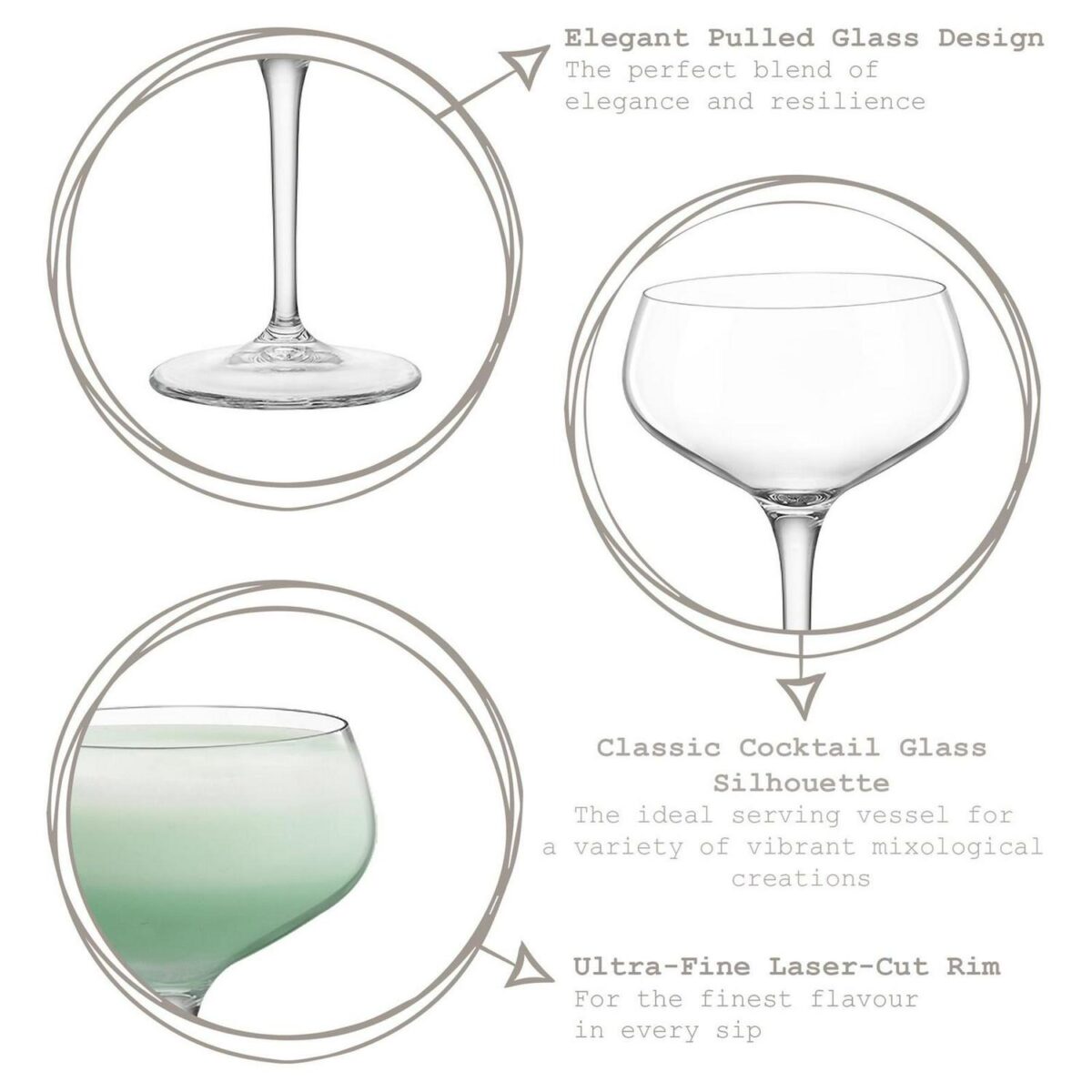 Bormioli Rocco 6x Bartender Novecento Cocktail Glasses Martini 250ml Clear - Image 2