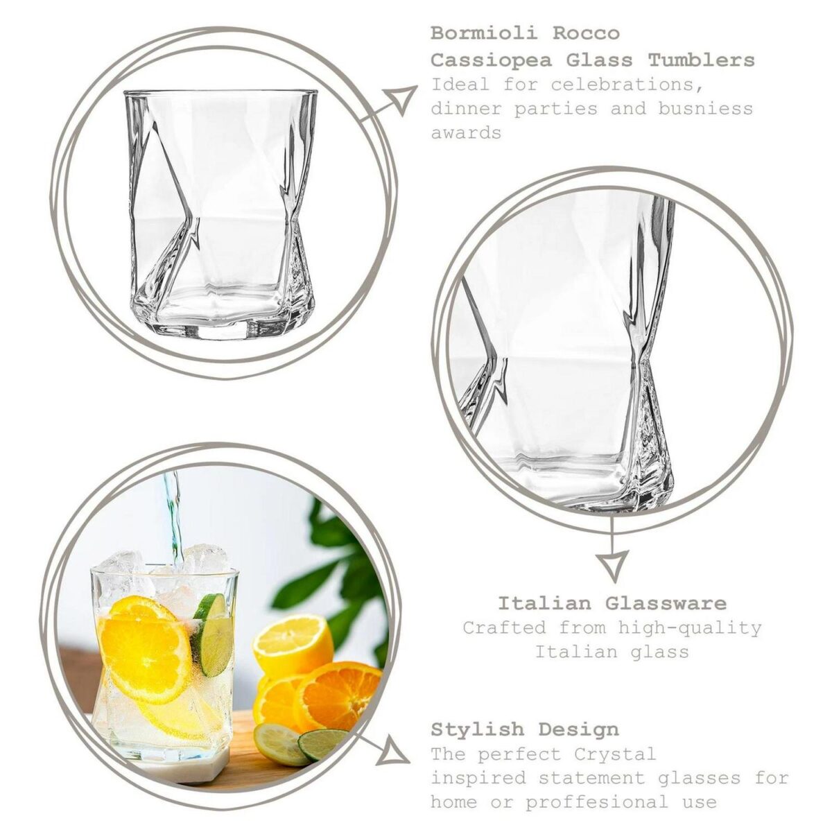 Bormioli Rocco 6x Cassiopea Whisky Glasses Water Old Fashioned 410ml Clear - Image 2