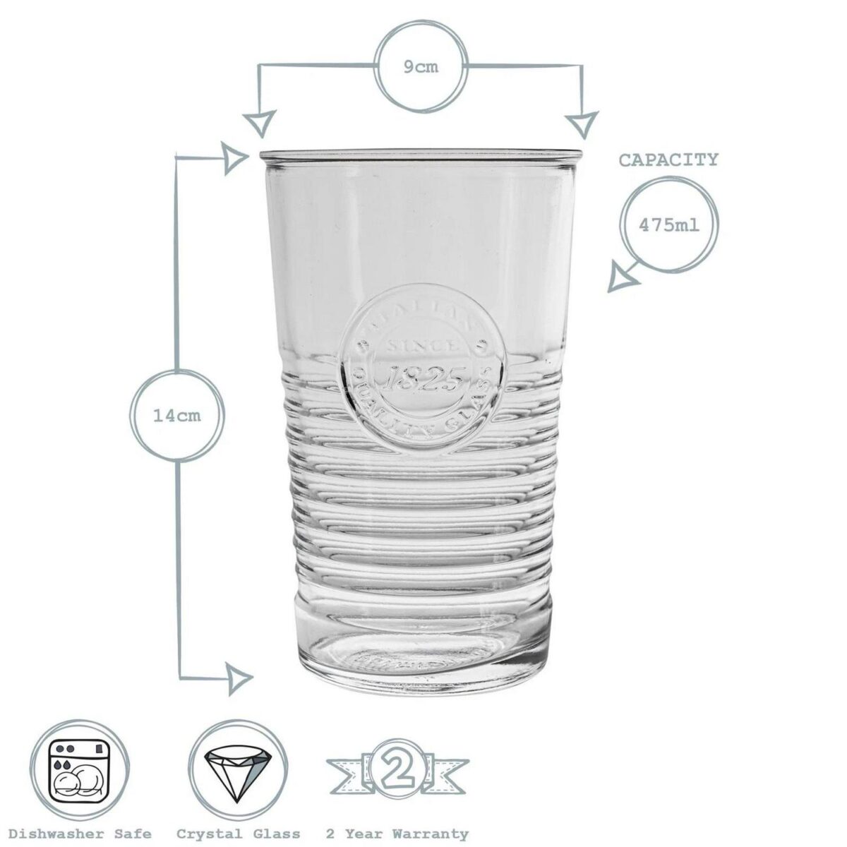 Bormioli Rocco 6x Officina 1825 Highball Glasses Water Tumblers 475ml Clear - Image 3