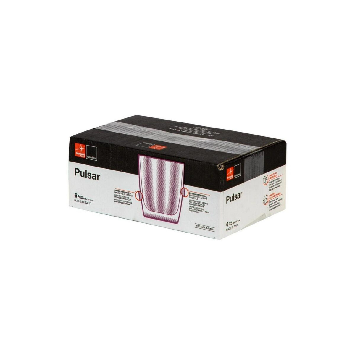 Bormioli Rocco 6x Pulsar Water Glasses Ridged Whisky Tumblers 300ml Purple - Image 5